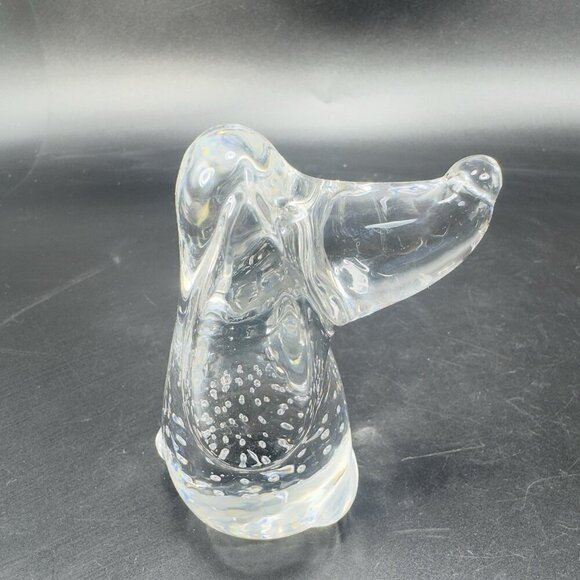 Clear Hound Dog Figurine Paperweight Manganese 365nm Green UV Glow Small Bubbles - Picture 12 of 12